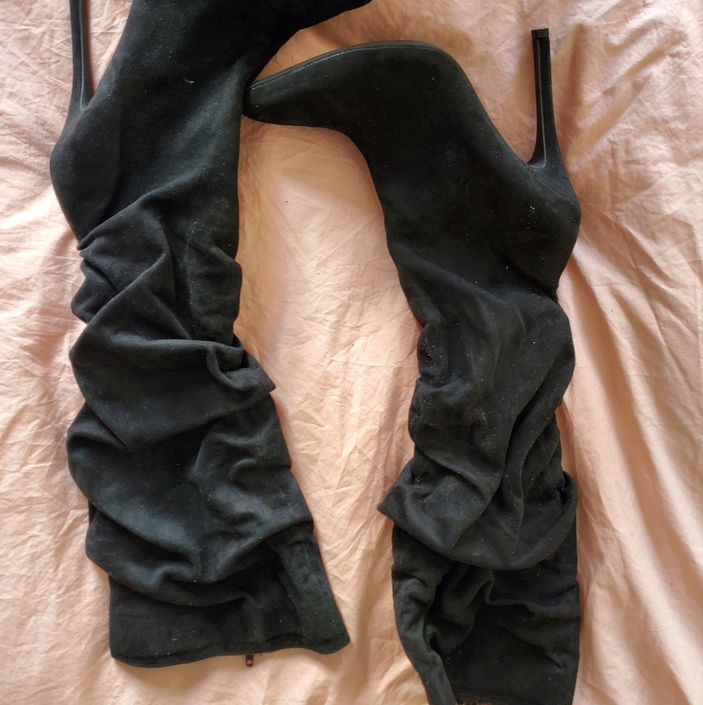 Black high heel boots